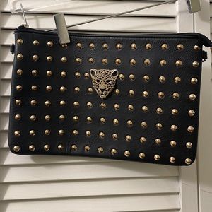 Faux Leather Stud Pouch/Hand Purse/Wristlet